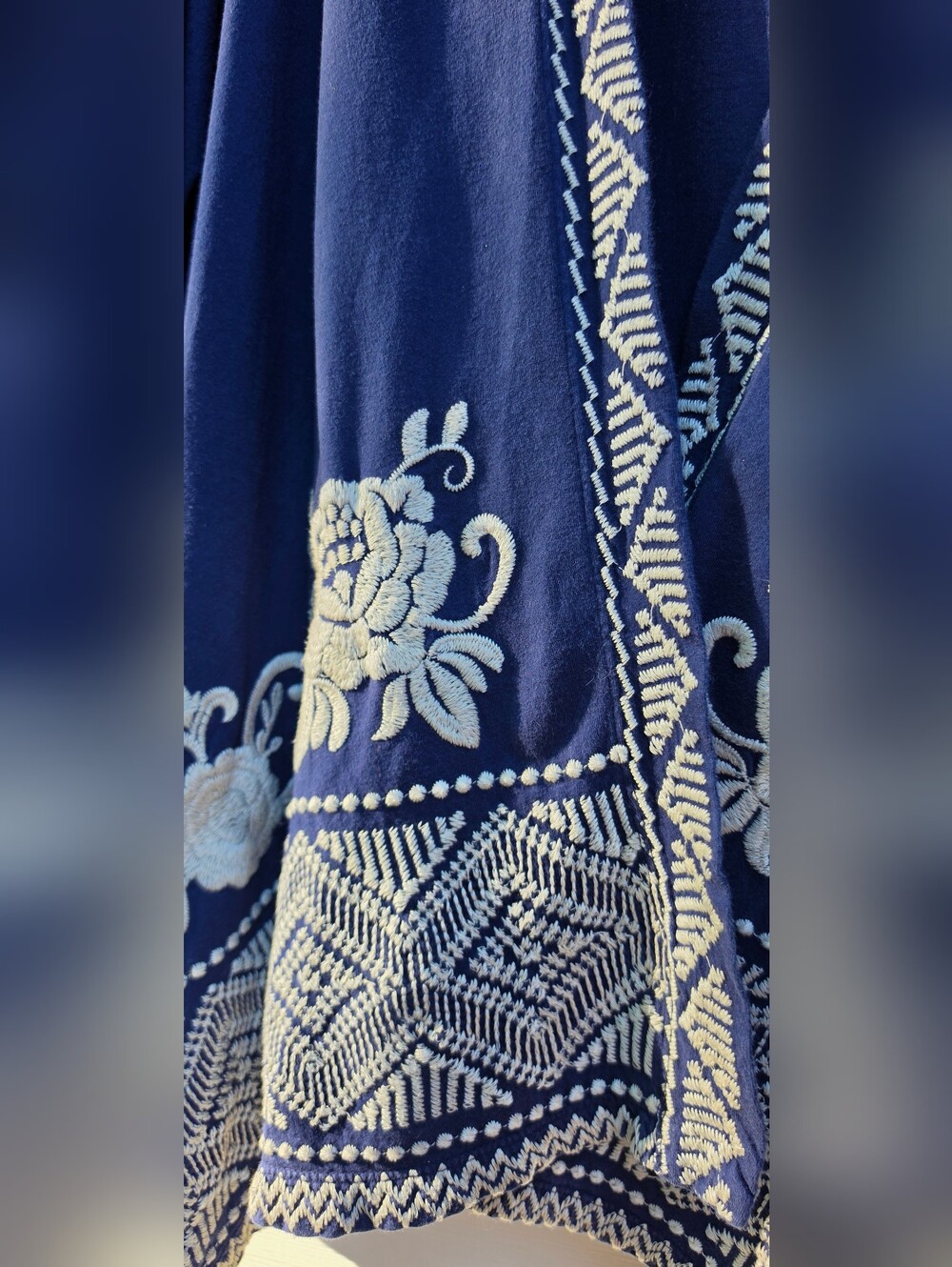 Johnny Was Embroidered Navy White Floral Open-Front Women Cardigan Top XXL 1X 2X - Picture 7 of 14
